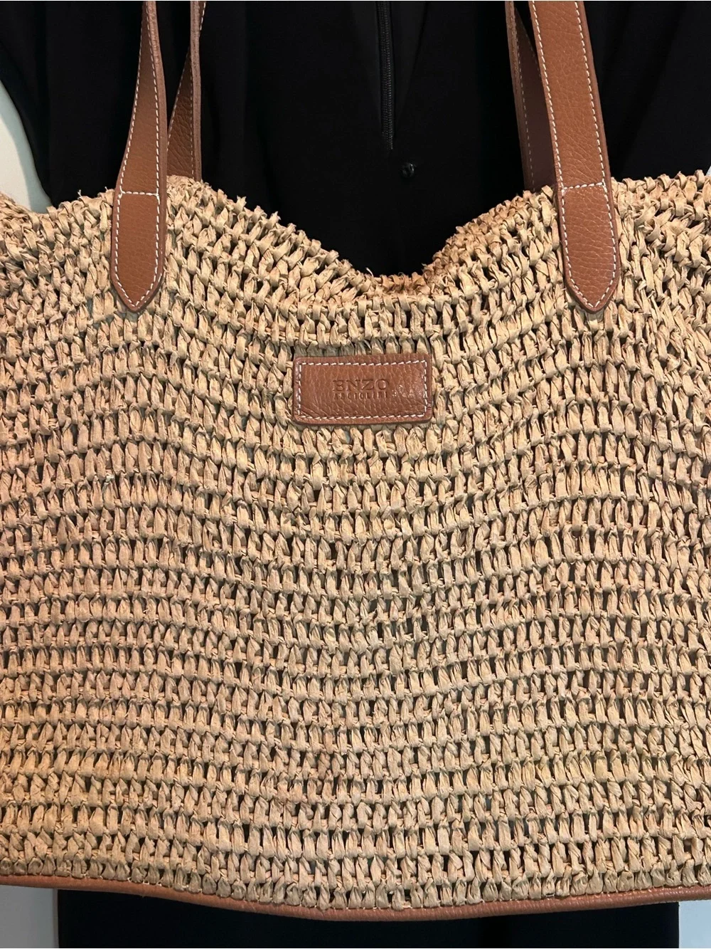 Enzo Angiolini Straw Tote Beach Bag Purse